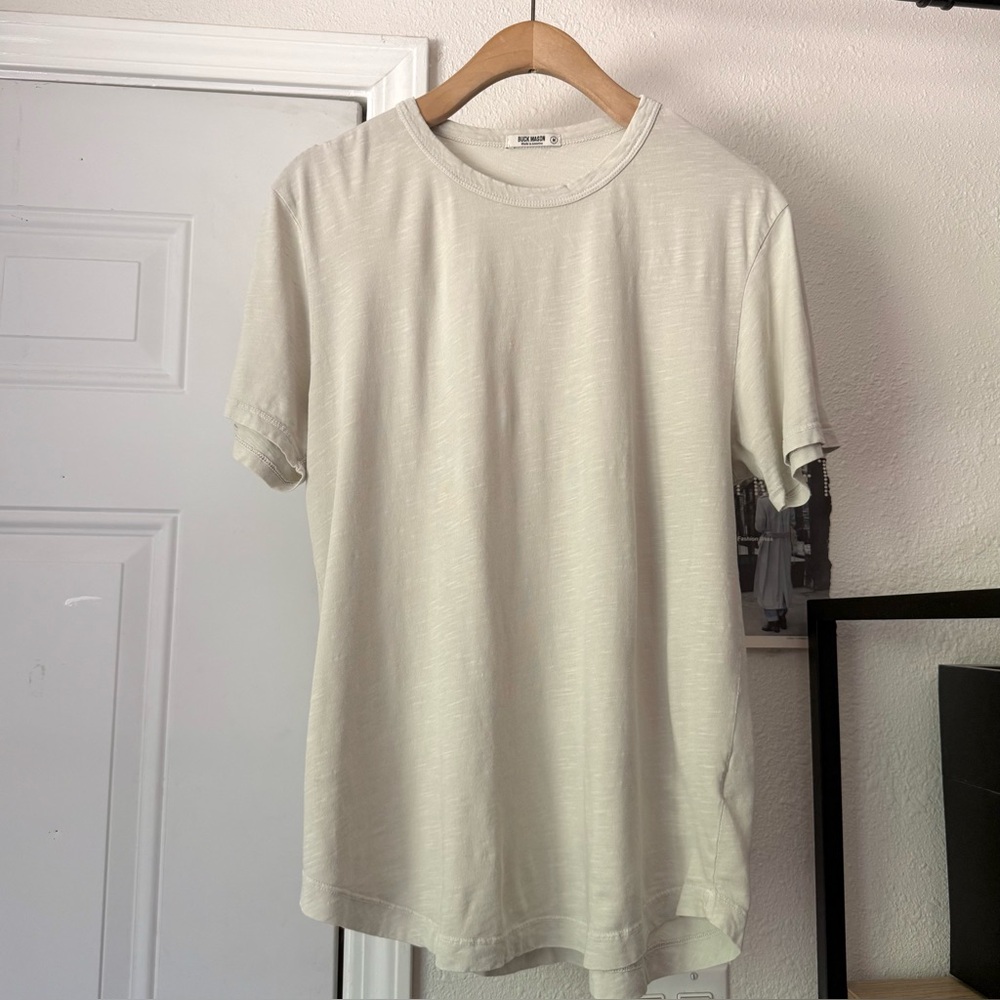 BUCK MASON sage green cotton slub knit crew neck short sleeve tee t-shirt‎